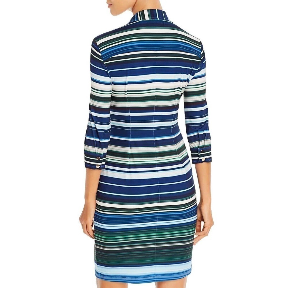 T Tahari Striped Shirt DressBlue Women's Size 8 New - Picture 2 of 12